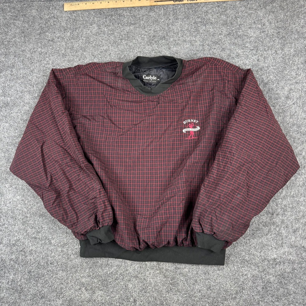 Carlyle Pullover Mens Size S Burgundy Black Check Golf Windshirt USA Made